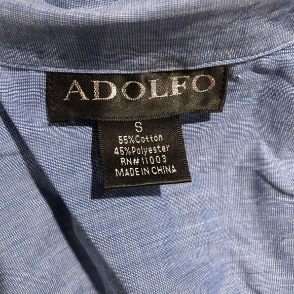 Adolfo Boutique Cotton Button Down Denim Blue Small - Picture 3 of 3